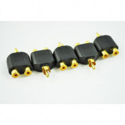 5 St Rca Av Audio Y Splitter Plugg Adapter 1 Manlig Till 2 Kvinna