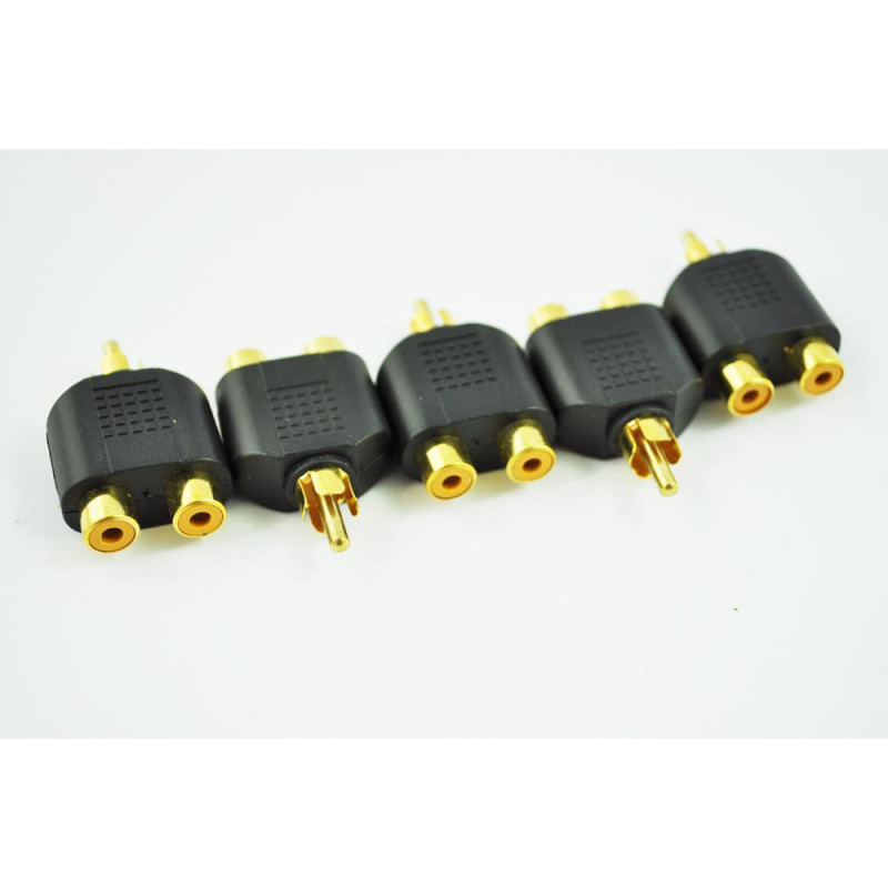 5 St Rca Av Audio Y Splitter Plugg Adapter 1 Manlig Till 2 Kvinna