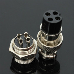 1x Flyg Plugg Manlig Kvinna Tråd Panel Silver Metall Connector Flyg Uttag Plugg 16mm Gx164 4pin