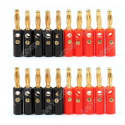 20 St 4mm Banan Plugg Guld Plated Röd Svart Längd 40mm Connector