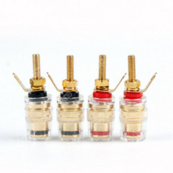 4 St Koppar Kristall Audio Högtalare För 4mm Banan Jack Plugg Lång Tråd Adapter Connector