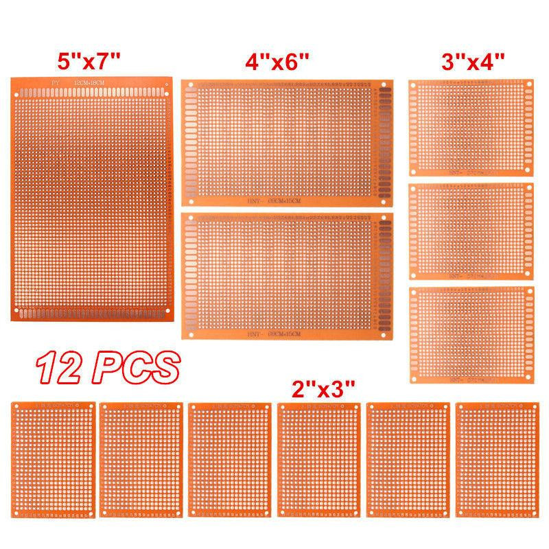 12st Uppsättning Diy Ototyping Styrelse Pcb Tryckt Krets Ototyp Bakbord Stripboard 4 Storlekar