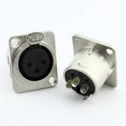 Metall 3 Stift Xlr Kvinna Jack Uttag Panel Montera Connector Nickel Omvandlare Adapter