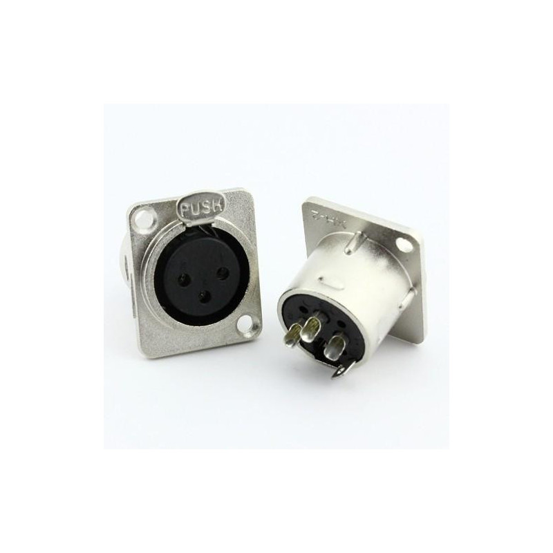 Metall 3 Stift Xlr Kvinna Jack Uttag Panel Montera Connector Nickel Omvandlare Adapter