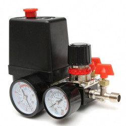 125psi Luft Komessor Tryck Ventil Växla Grenrör Lättnad Regulator Mätare 240v 16 X 10