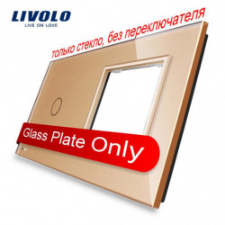 Livolo Lyx Gyllene Pärla Kristall Glas 151mm X 80mm Eu Standard 1gang En Ram Glas Panel Vlc7c1 Sr13