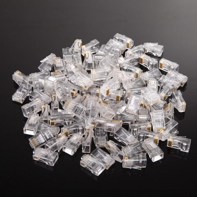 100 Bitar Rj45 Modul Plugg Nätverk Connector För Utp Cat5 Cat5e Kabel Beger Sig