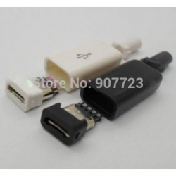 Svart Diy Micro Usb Typ B Kvinna 5pin Fyra Bit Hopsättning Connector Plugg Uttag