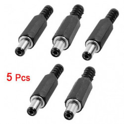 Ksol Stil 5 St Svart 2 1mm X 5 5mm Likström Kraft Manlig Plugg Jack Adapter