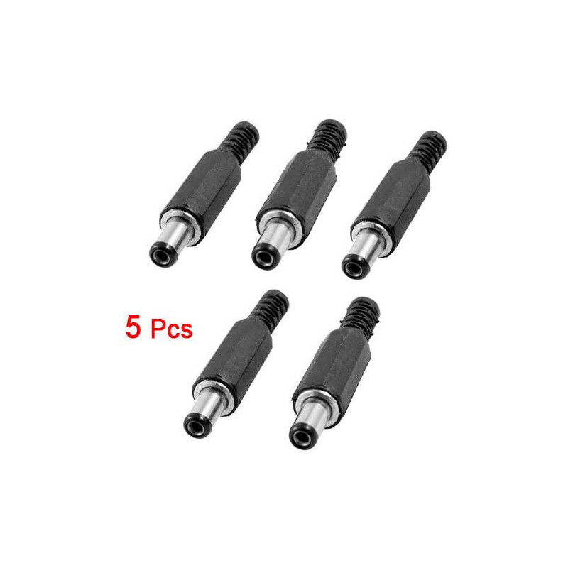Ksol Stil 5 St Svart 2 1mm X 5 5mm Likström Kraft Manlig Plugg Jack Adapter