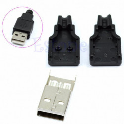 1set 10 St Typ En Manlig Usb 4 Stift Plugg Uttag Connector Med Svart Plast Omslag