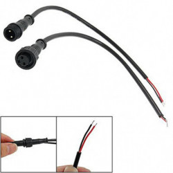 2015 Manlig Kvinna Plugg 2 Stift Led Vattentät Connector Kabel Svart