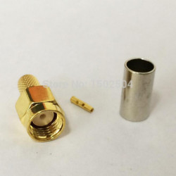 Rp Sma Manlig Connector Rpsma Manlig Plugg Rf Lirka Connector Crimp För Rg58 Rg142 Rg400 Lmr195 Kabel