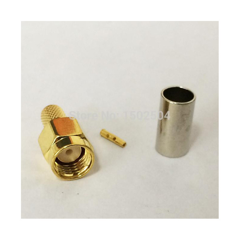 Rp Sma Manlig Connector Rpsma Manlig Plugg Rf Lirka Connector Crimp För Rg58 Rg142 Rg400 Lmr195 Kabel