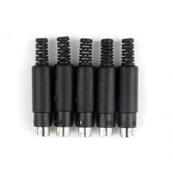 5 St Mini 6 Stift DÅn Manlig Plugg Med Plast Hantera Lödning Kablar Diy Svart