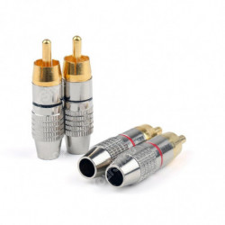 50 St Guld Plated Rca Plugg Audio Video Låsning Kabel Connector Röd Svart