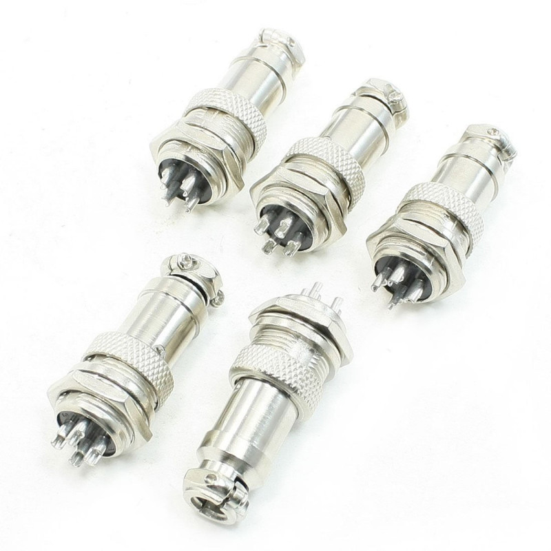 Imc 5 X Panel Montering 16mm Dia Skruva 4pin Metall Flyg Anslutningar Pluggar