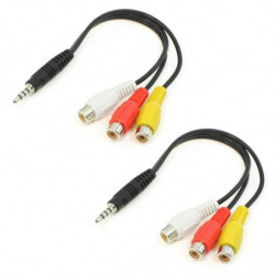 2pcs 3 Rca Kvinna Audio Video Connector Till 3