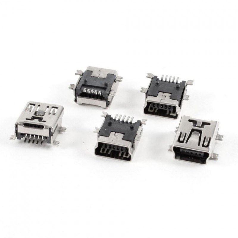5 St Mini Usb Typ B Kvinna Hamn 5pin 180 Grad Smd Smt Pcb Jack