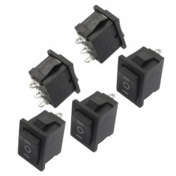 5 St Spdt På Av På Mini Svart 3 Stift Rocker Växla Växelström 6a 250v 10a 125v
