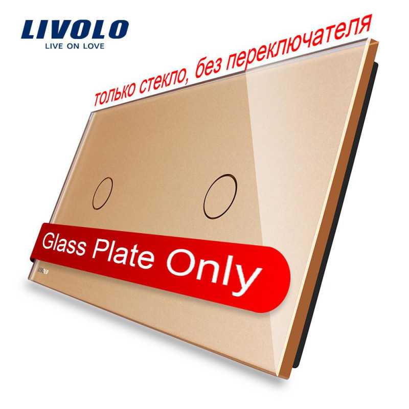 Livolo Lyx Gyllene Pärla Kristall Glas 151mm X 80mm Eu Standard Dubbel Glas Panel Vlc7c1 C113