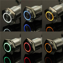 Topp Kvalitet Ängel Öga Metall Led Upplyst Tillfällig 16mm Skjuta På Knapp Växla Bil Rusa 12v Ssist