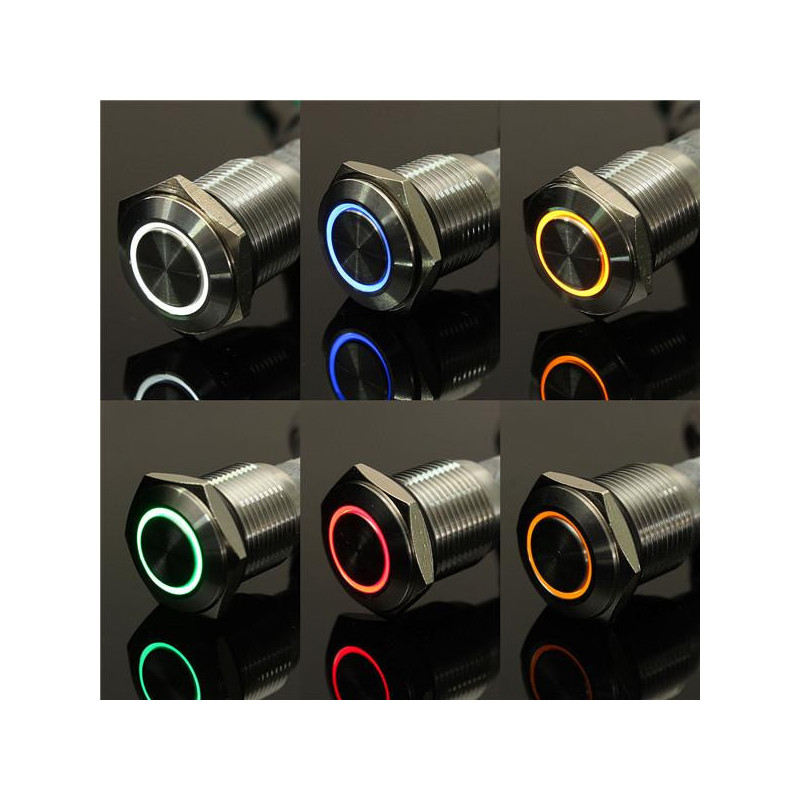 Topp Kvalitet Ängel Öga Metall Led Upplyst Tillfällig 16mm Skjuta På Knapp Växla Bil Rusa 12v Ssist