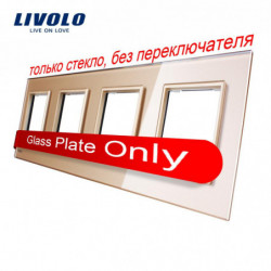Livolo Lyx Gyllene Kristall Glas Växla Panel 293mm X 80mm Eu Standard Fyrdubbla Glas Panel Vlc74sr13
