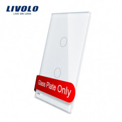 Livolo Lyx Vit Pärla Kristall Glas 125mm X 78mm Oss Standard Enda Glas Panel För 2 Gäng Vägg Rör