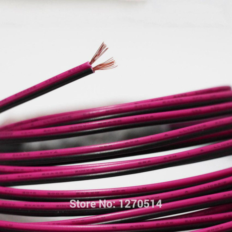 Ren Koppar 24awg 2 Stift Röd Svart Kabel Pvc Isolerade Tråd 24 Awg Stranded Tråd Elektrisk Kabel Led