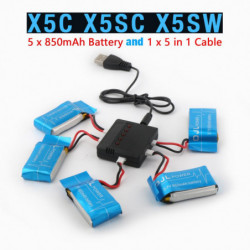 Syma X5sw X5sc X5c Rc Quadcopter Batteri Ultra Hög Kapacitet 3 7v 850mah Lipo Batteri Och 5 I 1 Kabel