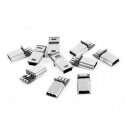 Imc 10 St Mini Usb 5 Stift Manlig Plugg Diy Smt Connector Silver Tona Mörk Grå