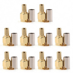 10 Pcs Connector Rp Sma Manlig Jack Crimp Rg58 Rg142 Lmr195 Rg400 Kabel Rakt Tråd Connector