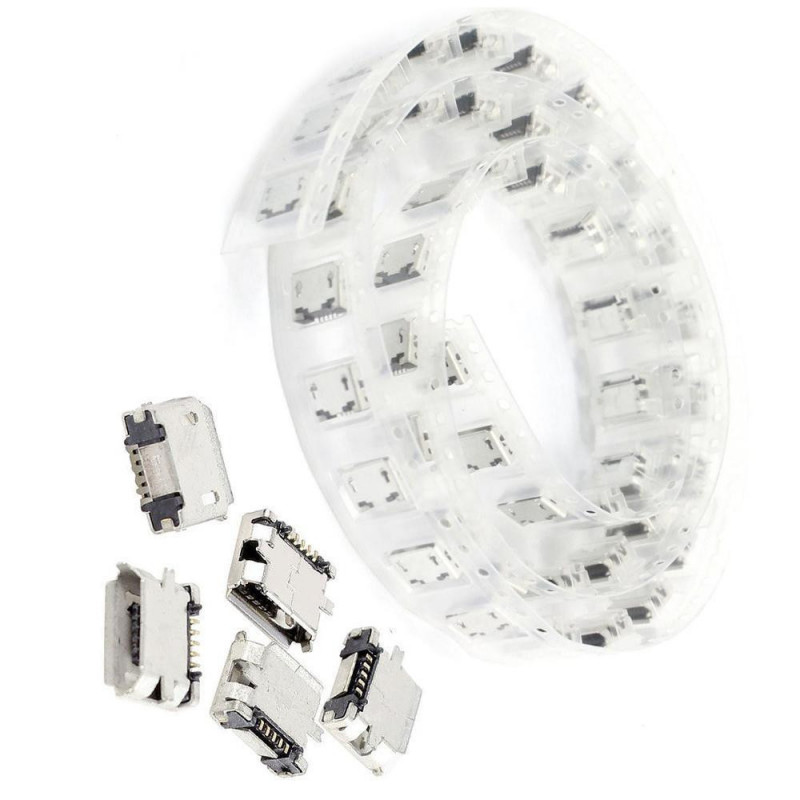 50 St Pcb Smt Micro Usb Typ B 5pin Kvinna Uttag Adapter Jack