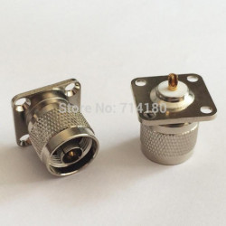 Rf N Typ Manlig Plugg Rf Koaxial Connector 4håls Panel Montera Fläns Med Löda Kopp