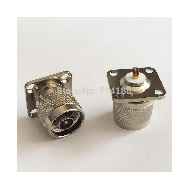 Rf N Typ Manlig Plugg Rf Koaxial Connector 4håls Panel Montera Fläns Med Löda Kopp