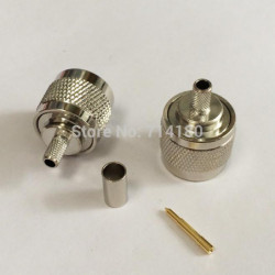 Rf Adapter N Typ Connector Manlig Plugg Crimp För Rg58 Lmr195 Kabel Rakt Ssist