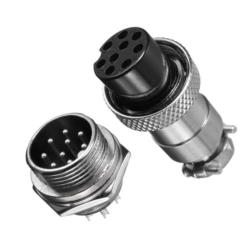 Gx16 9 Stift Manlig Kvinna Diameter 16mm Tråd Panel Connector Gx169 Cirkulär Connector Flyg Uttag Plugg
