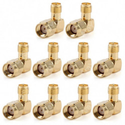 10 St Adapter 90 Grad Rp Sma Manlig Jack Till Rp Sma Kvinna Plugg Connector Höger Vinkel M F Ptfe