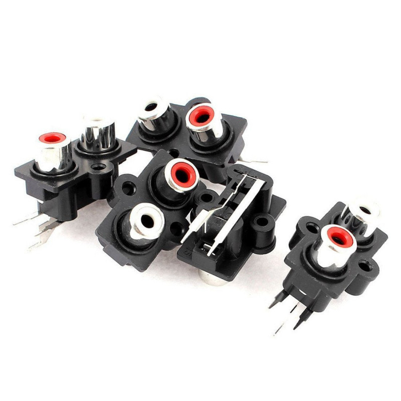 5pcs Pcb Montera 2 Placera Stereo Audio Video Jack Rca Kvinna Connector