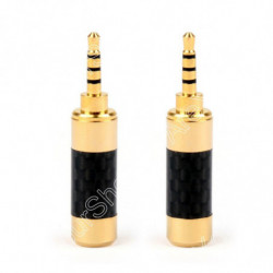 2pcs Guld Plated 4 Pol 2 5mm Jack Stereo Audio Jack Plugg Connector Adapter Omvandlare Kol Fiber Mini