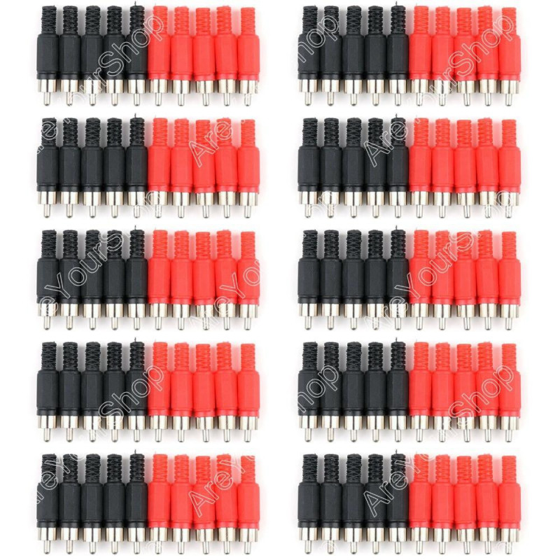 100 St Rca Plugg Löda Typ Audio Kabel Connector Röd Och Svart