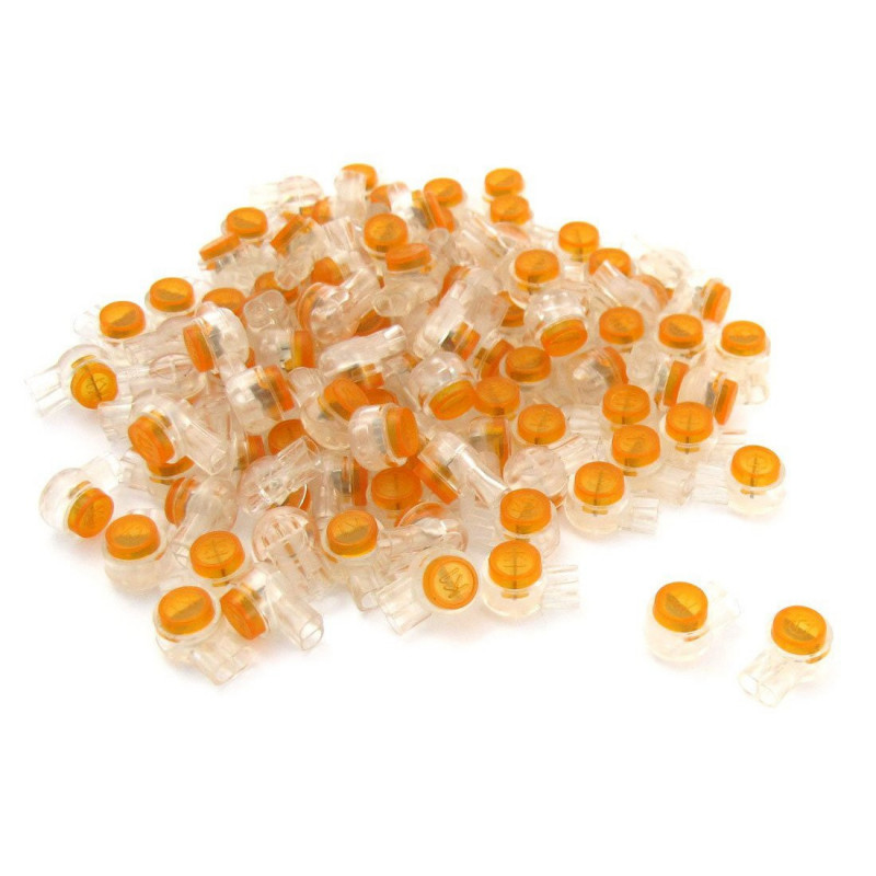 Thgs 100 X Luft Stram Orange Klar Knapp Kabel Uy Stånga Splitsa Anslutningar