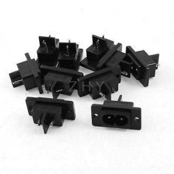 10 St Svart 2 Pins Iec320 C8 Växelström Kraft Uttag Connector Växelström 250v 6a