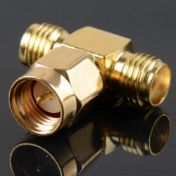 Adapter Sma Plugg Manlig Till 2 Sma Jack Kvinna T Typ Rf Connector Trippel 1m2f Mässing Guld Plating