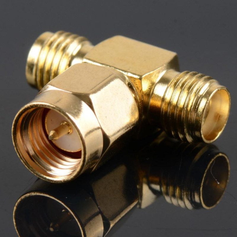 Adapter Sma Plugg Manlig Till 2 Sma Jack Kvinna T Typ Rf Connector Trippel 1m2f Mässing Guld Plating