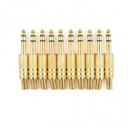 10 St Metall Guld 6 35mm Manlig 1 4 Stereo Plugg Audio Connector