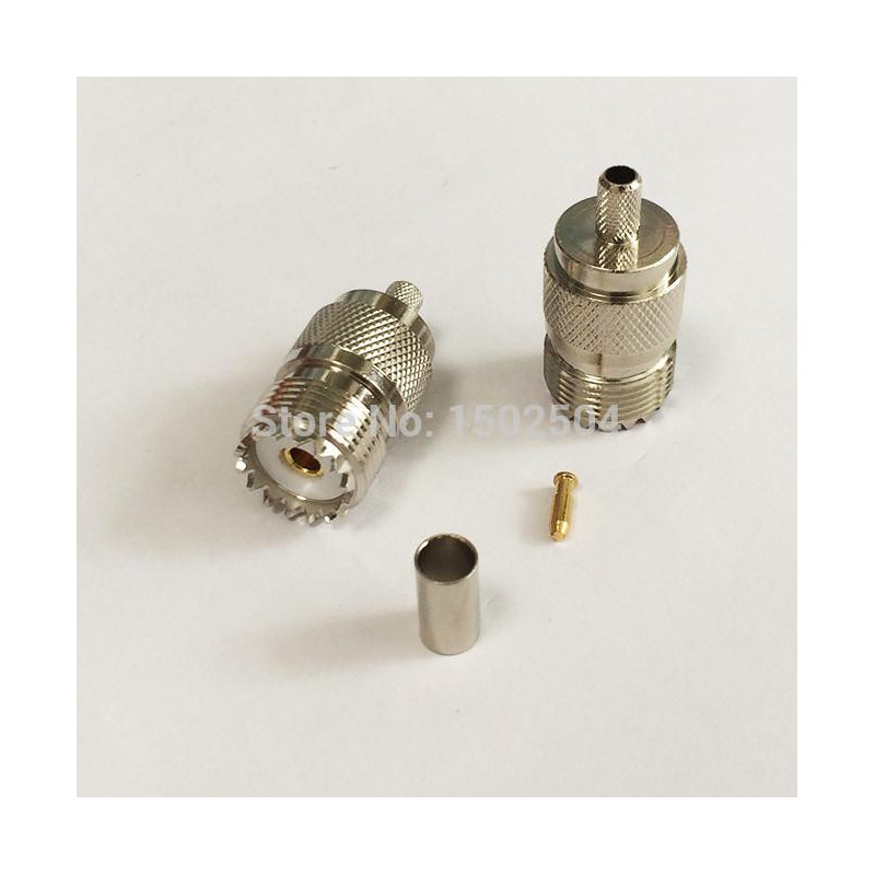 Uhf Kvinna Jack So239 Rf Lirka Connector Crimp Rg58 Rg142 Rg400 Lmr195 Rakt Nickelpläterad Ssist