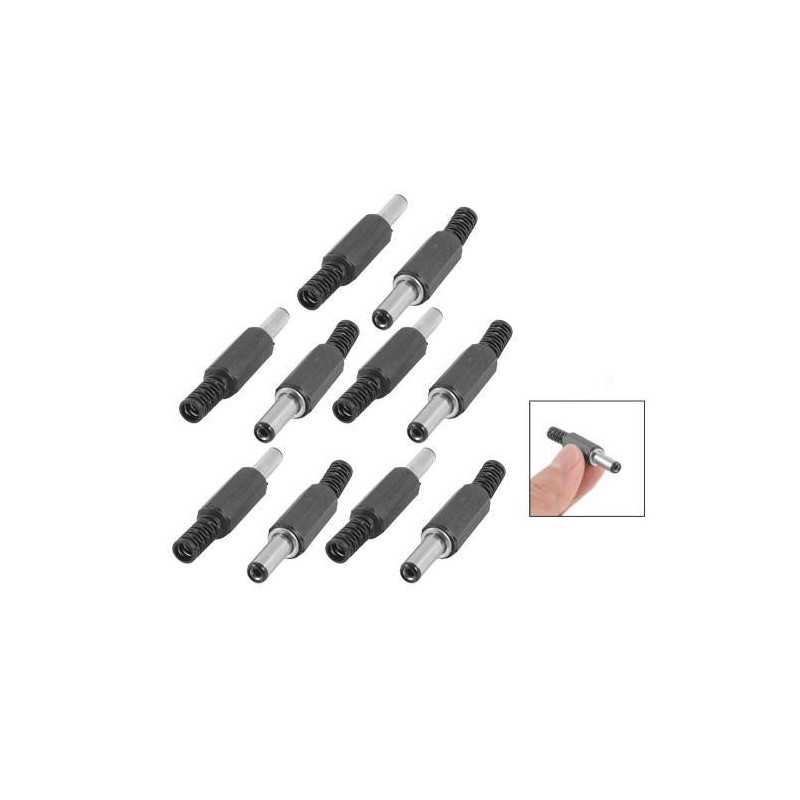 Jfbl 10 X Svart Plast Omslag 2 1x5 5mm Manlig Likström Kraft Plugg Jack Connector