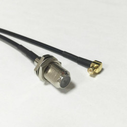 F Kvinna Jack Till Mcx Manlig Plugg Höger Vinkel Connector Rg174 Koaxial Kabel Rf Pigtial 20cm 8 Inch